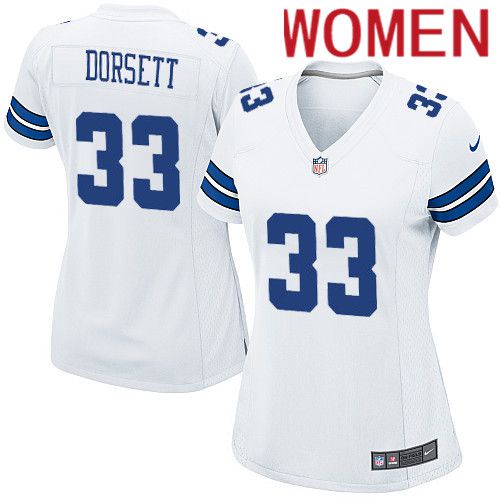 Women Dallas Cowboys 33 Tony Dorsett Nike White Team Game NFL Jersey